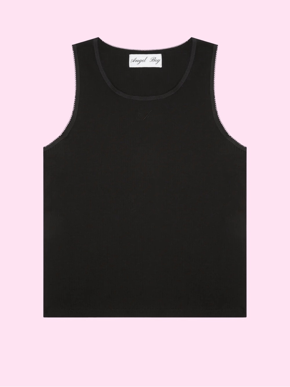 Angel Boy  Women’s Black Ribbed Crewneck Tank Top